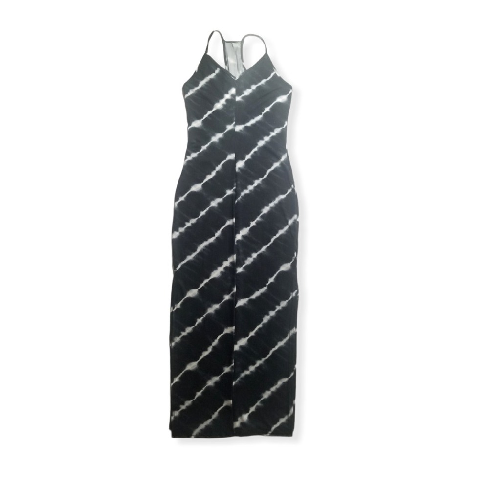 Sexy Black& White Tie Dye Sleeveless Dress  Maxi Long size S